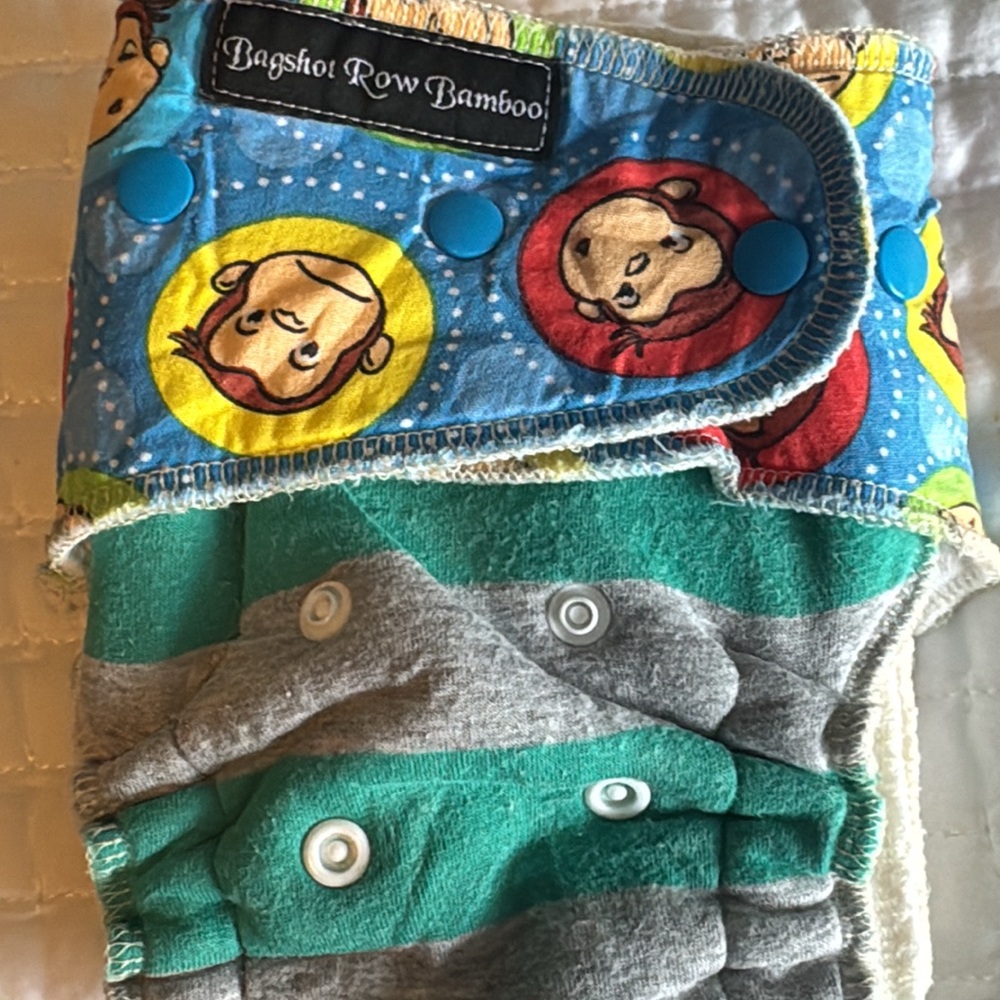 Bagshot Row Bamboo fitted/AIO curious George cloth diaper